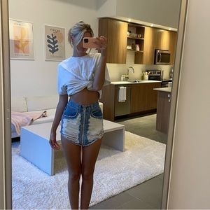 Jean mini skirt with zipper